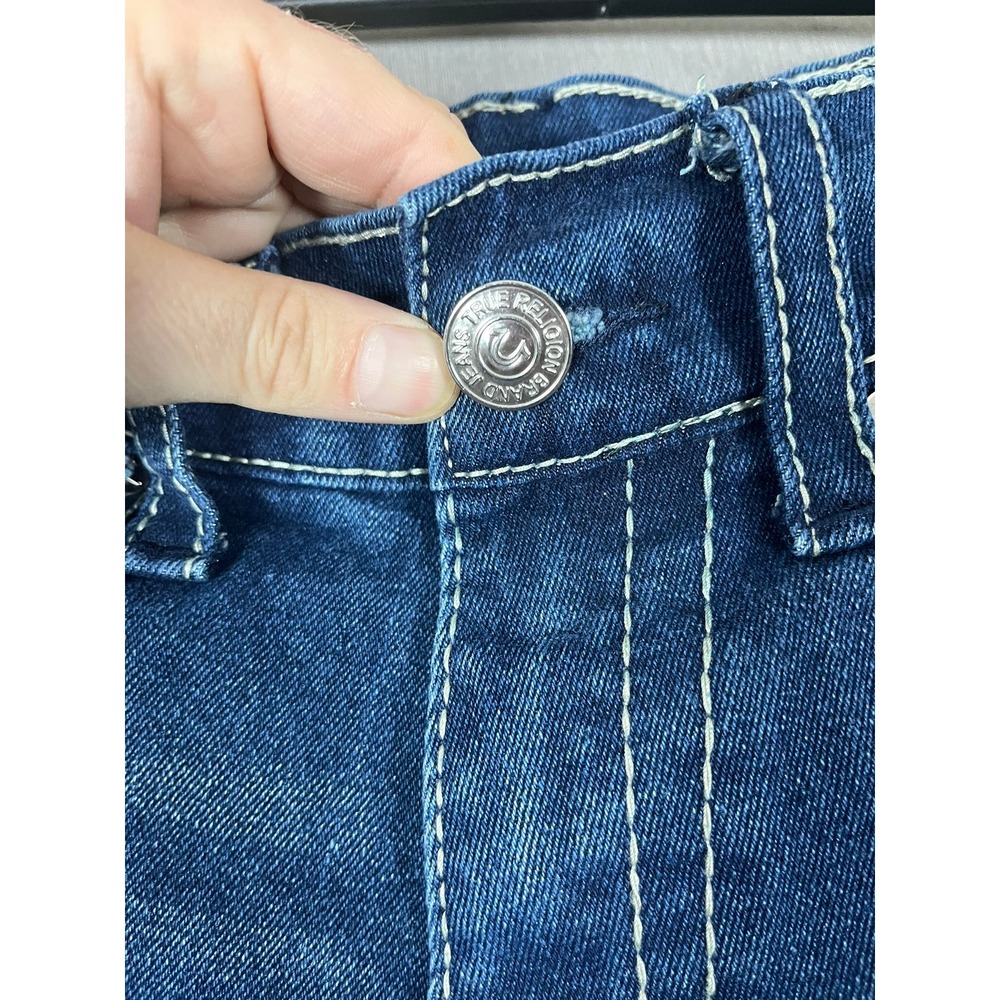 True Religion Jeans Mens 31 Geno Relaxed Slim Blue Contrast Stitch EUC - Picture 6 of 13